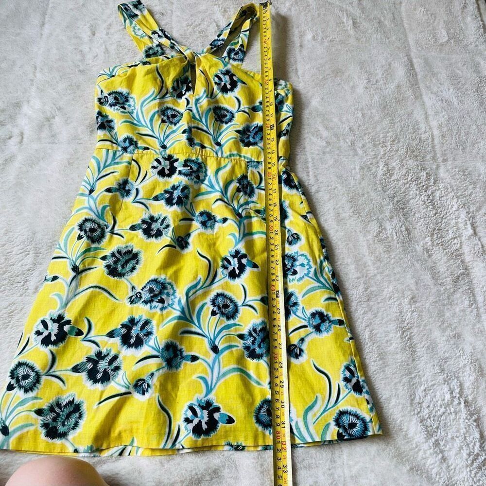 Topshop Floral Yellow & Blue Halter Mini Dress Sz 4 - Picture 5 of 5